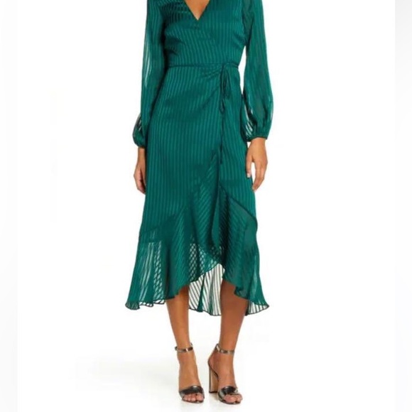 Bardot Mirela Long Sleeve MIDI Wrap Dress - Picture 4 of 7